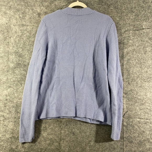 Eileen Fisher Sweater Medium Lavender Blue V-Neck Long Sleeve Knit Merino Wool - Picture 2 of 9